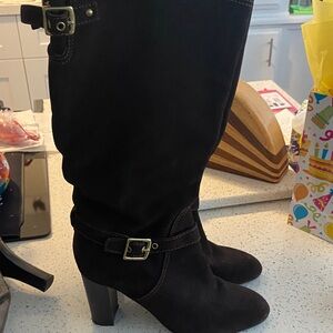 Coach dark brown  Heeled Boots with Buckle Detail